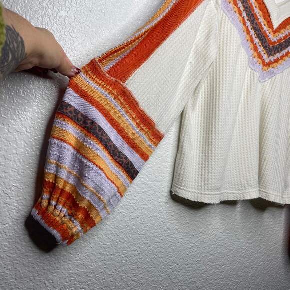 Free People Crochet Thermal Leopard Detail Sweater - Picture 3 of 7